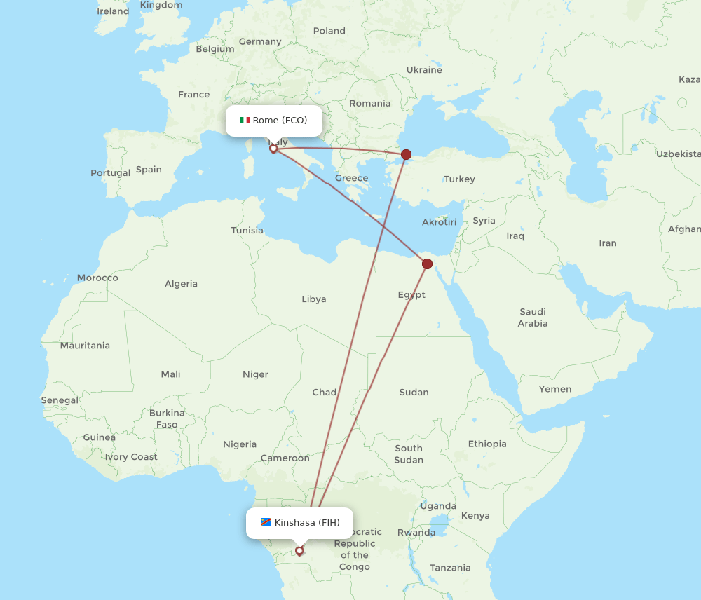 FCO-FIH flight routes