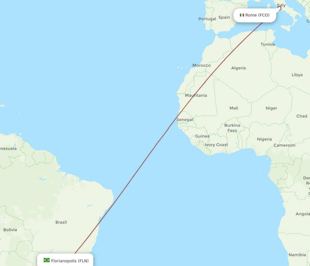 FCO to FLN flights and routes map