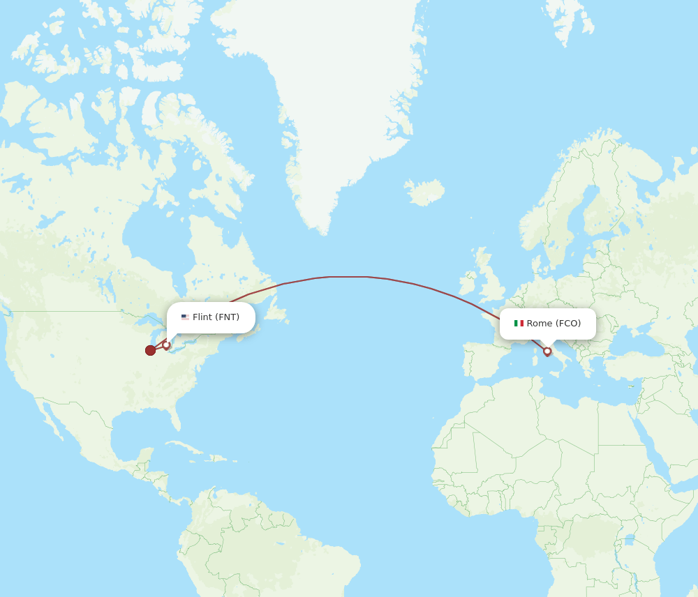 FCO to FNT flights and routes map