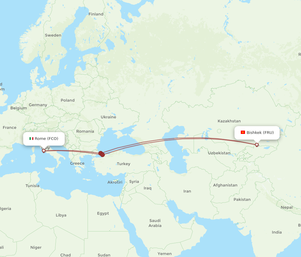 FCO-FRU flight routes