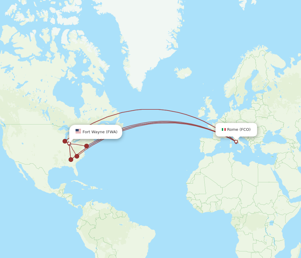 FCO to FWA flights and routes map