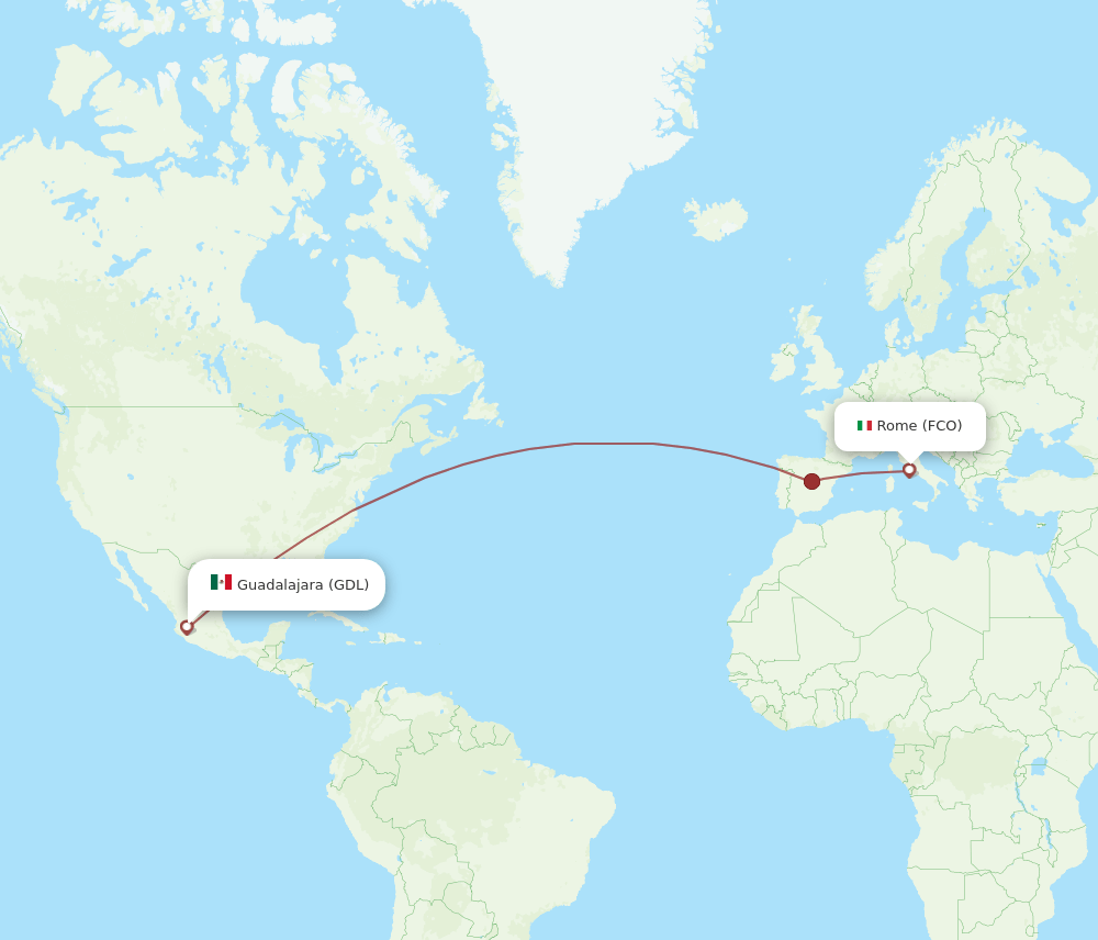 FCO-GDL flight routes