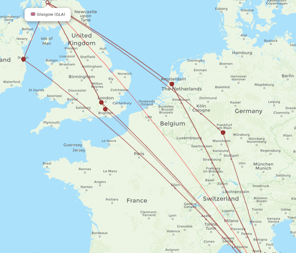 FCO-GLA flight routes