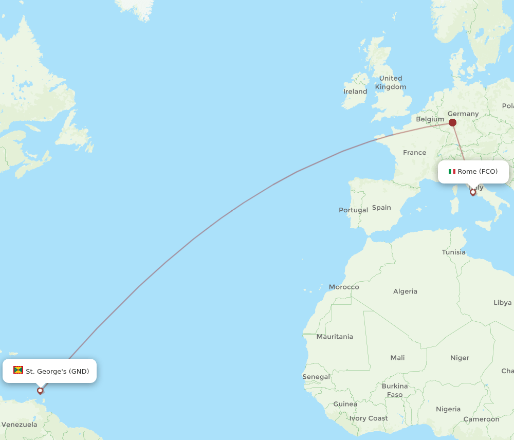 FCO-GND flight routes