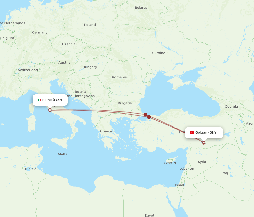 FCO-GNY flight routes