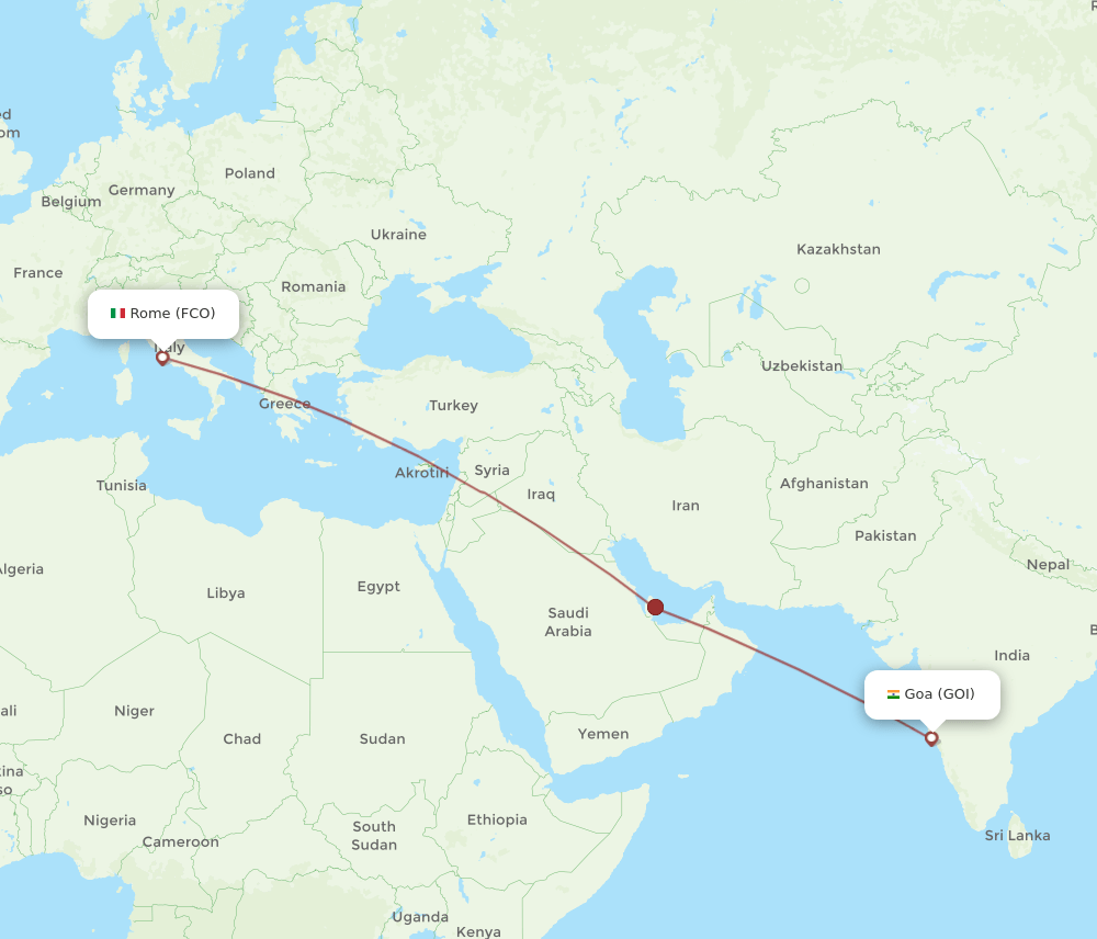 FCO-GOI flight routes