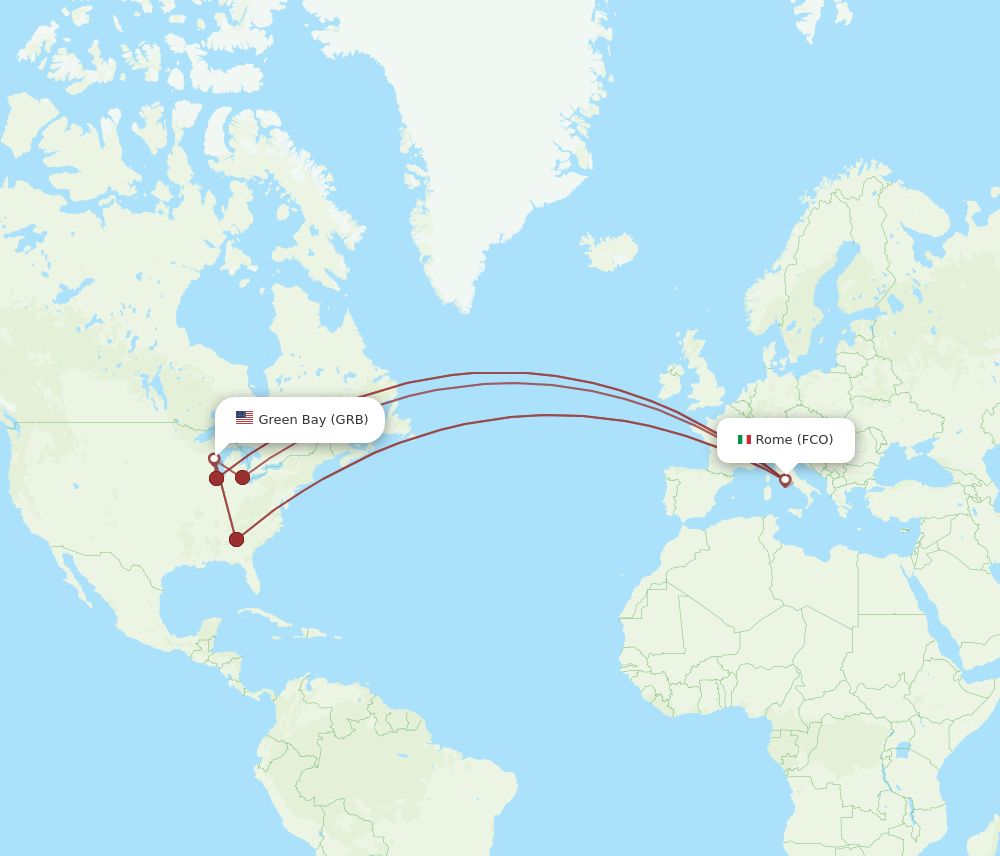 FCO-GRB flight routes