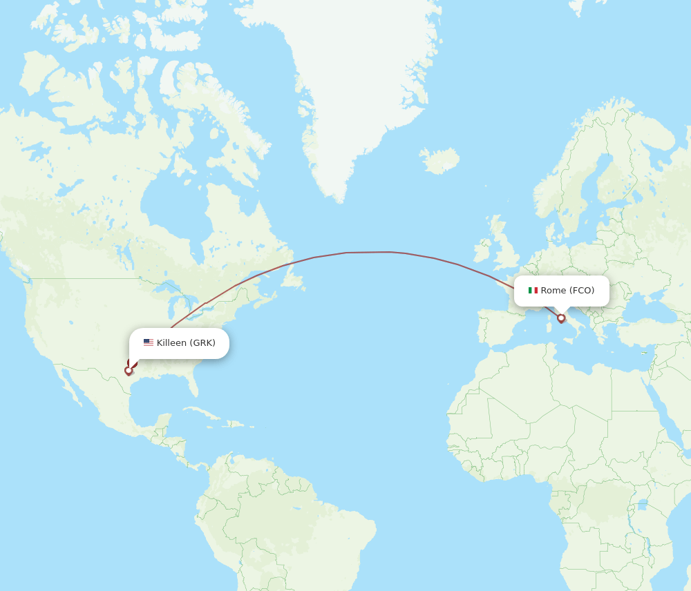 FCO to GRK flights and routes map