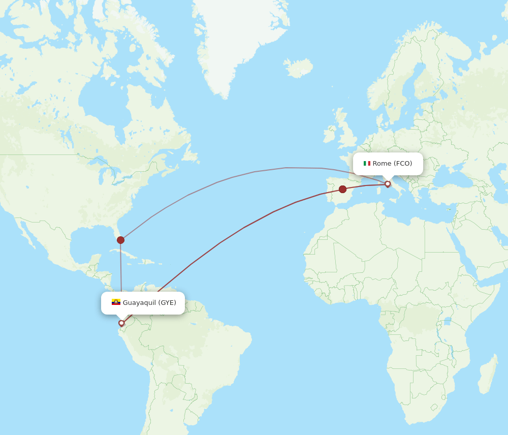 FCO-GYE flight routes