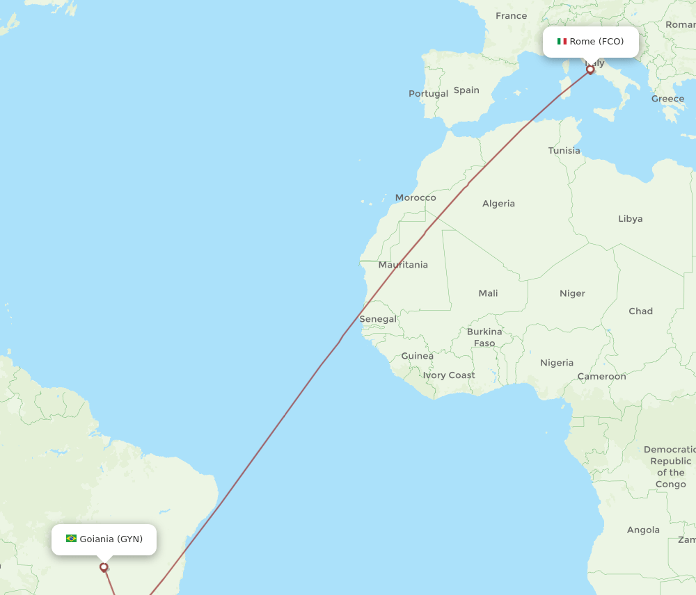 FCO-GYN flight routes