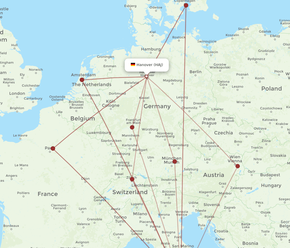 FCO-HAJ flight routes