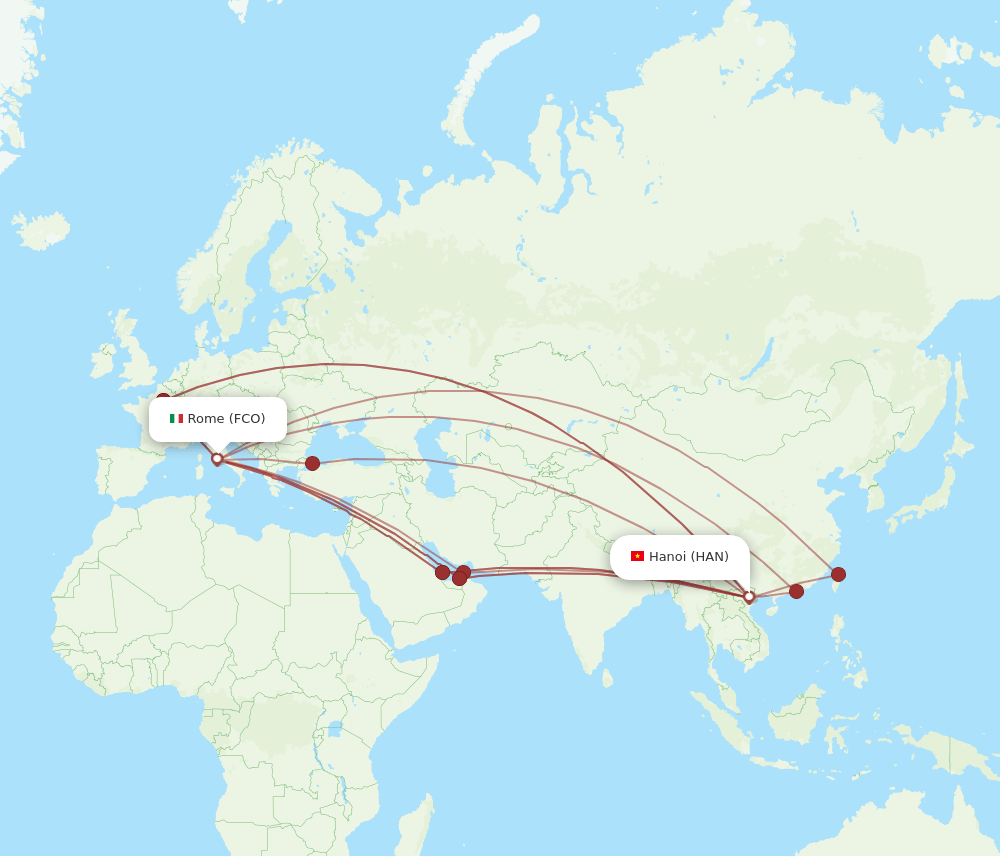 FCO-HAN flight routes