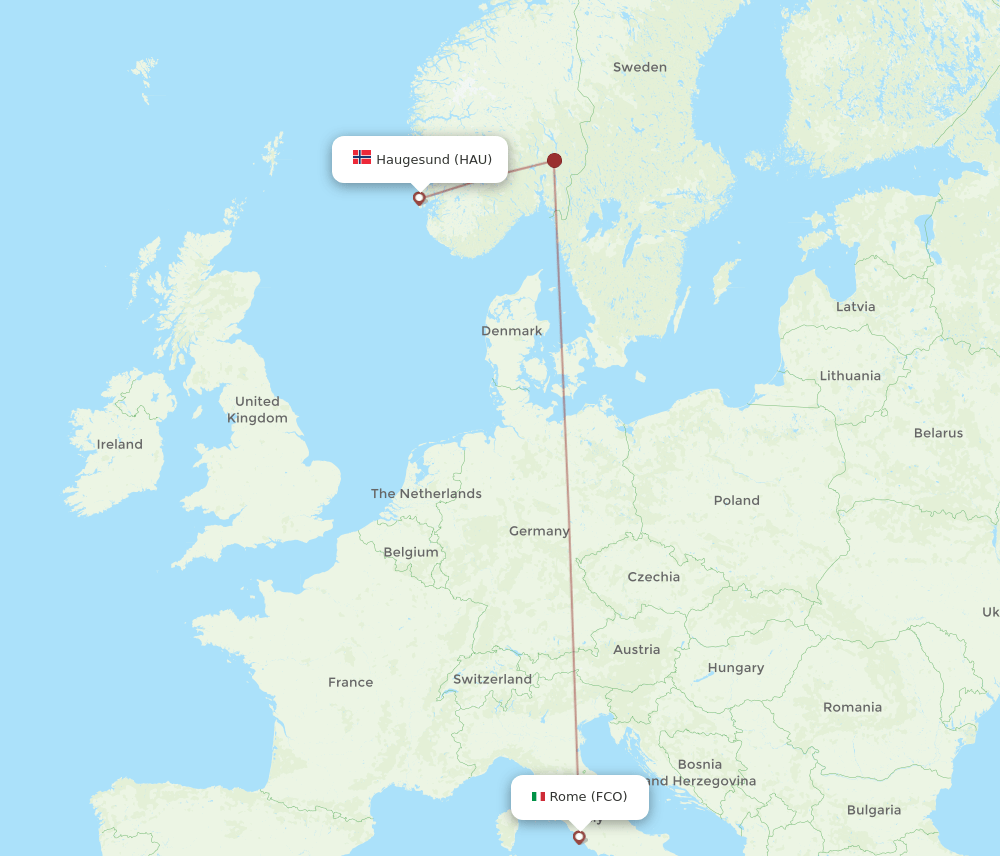 FCO-HAU flight routes