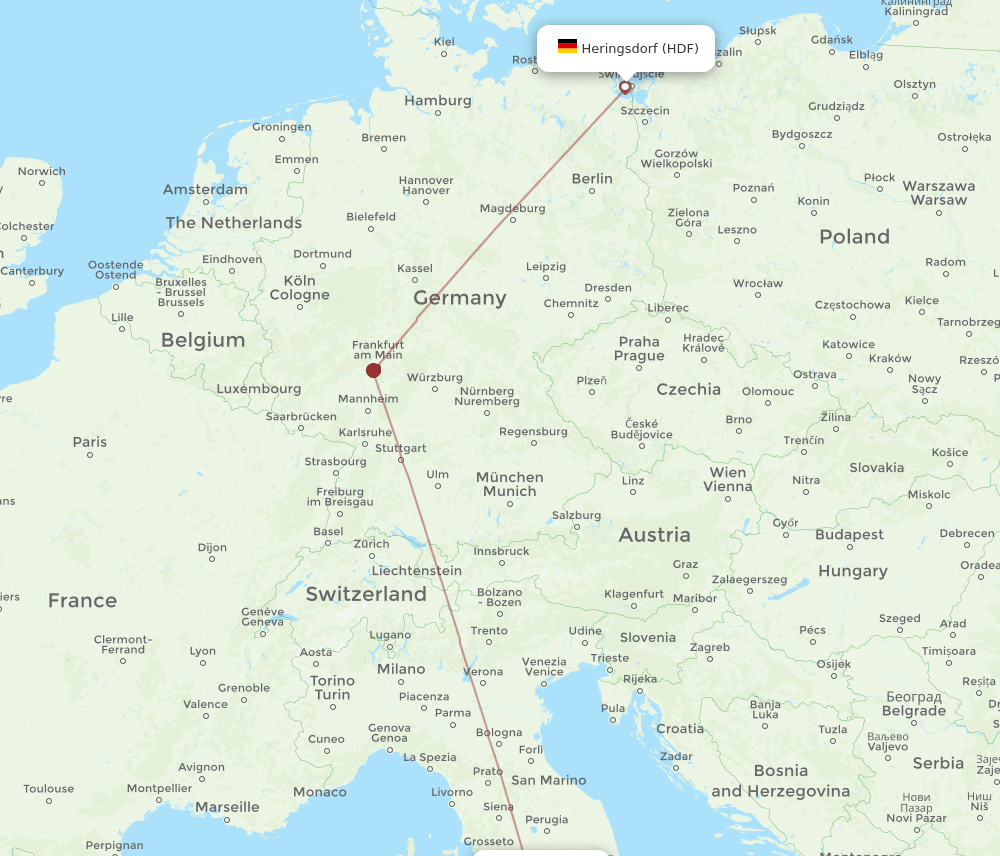 FCO-HDF flight routes