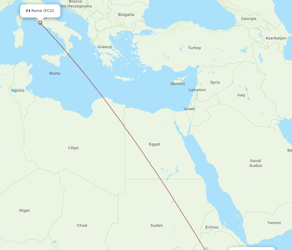 FCO-HGA flight routes