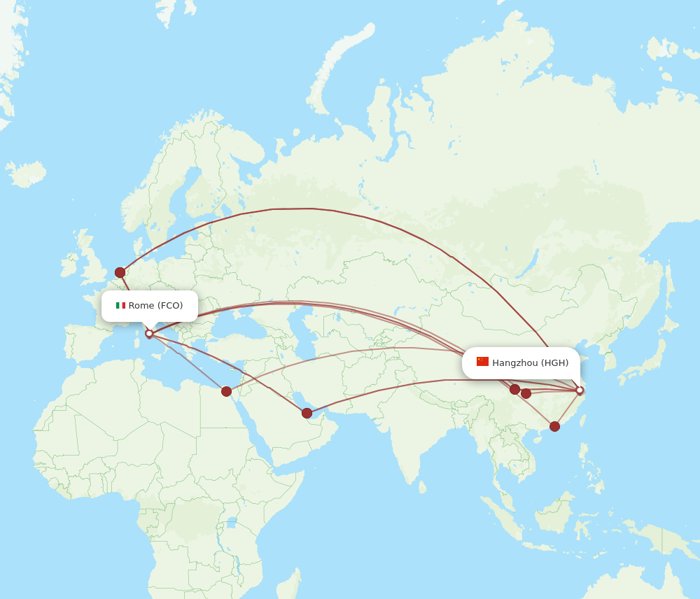 FCO-HGH flight routes