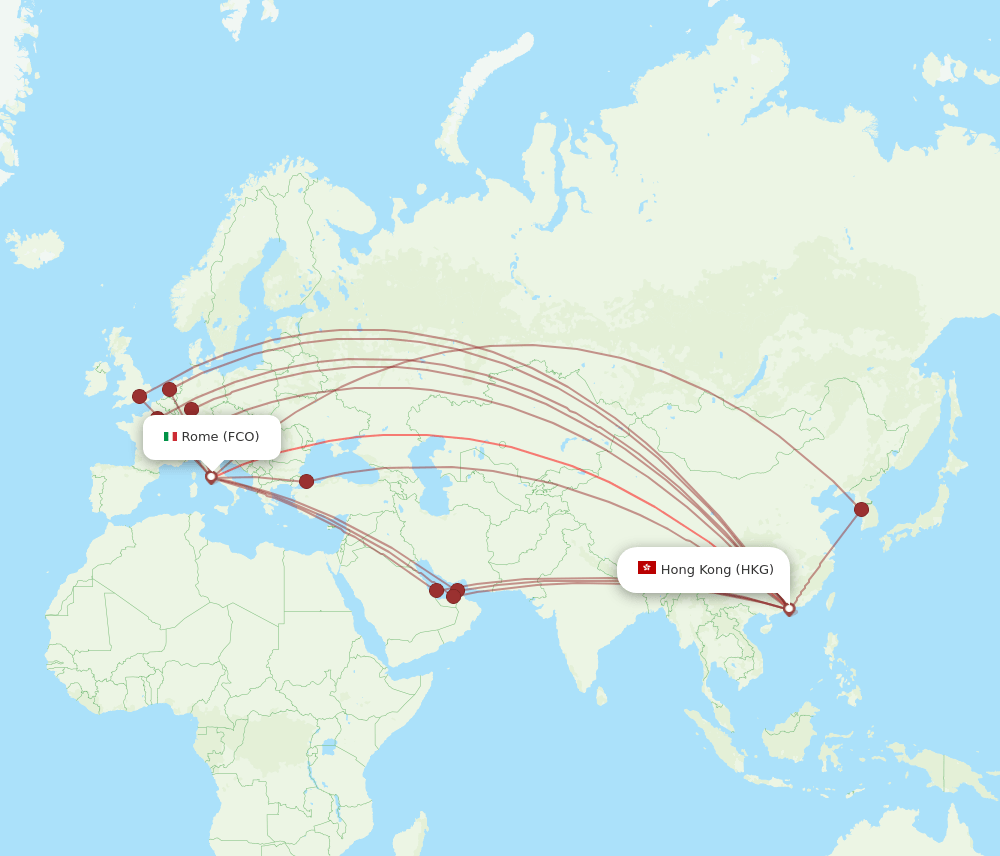 FCO-HKG flight routes
