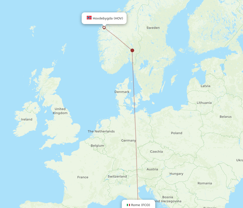 FCO-HOV flight routes