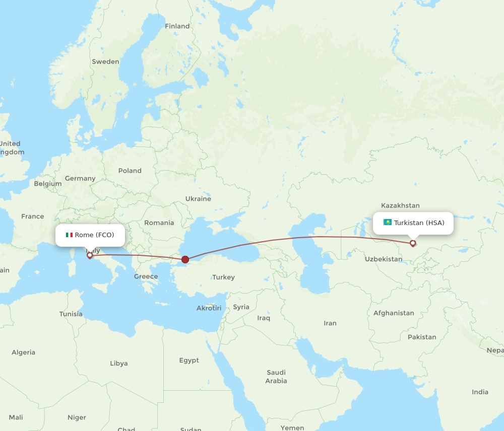FCO-HSA flight routes