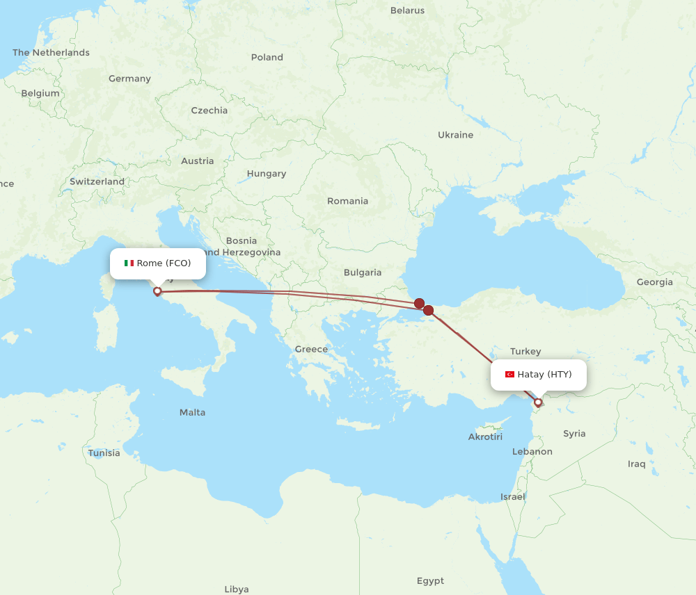 FCO-HTY flight routes