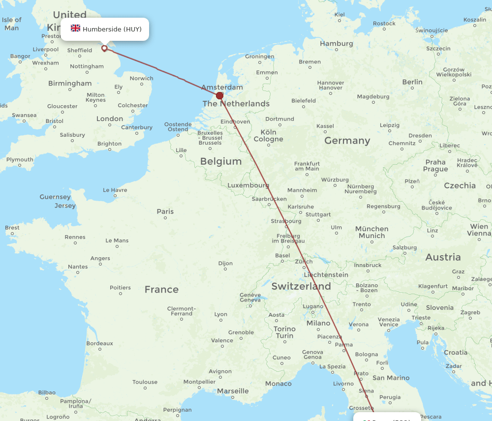FCO-HUY flight routes