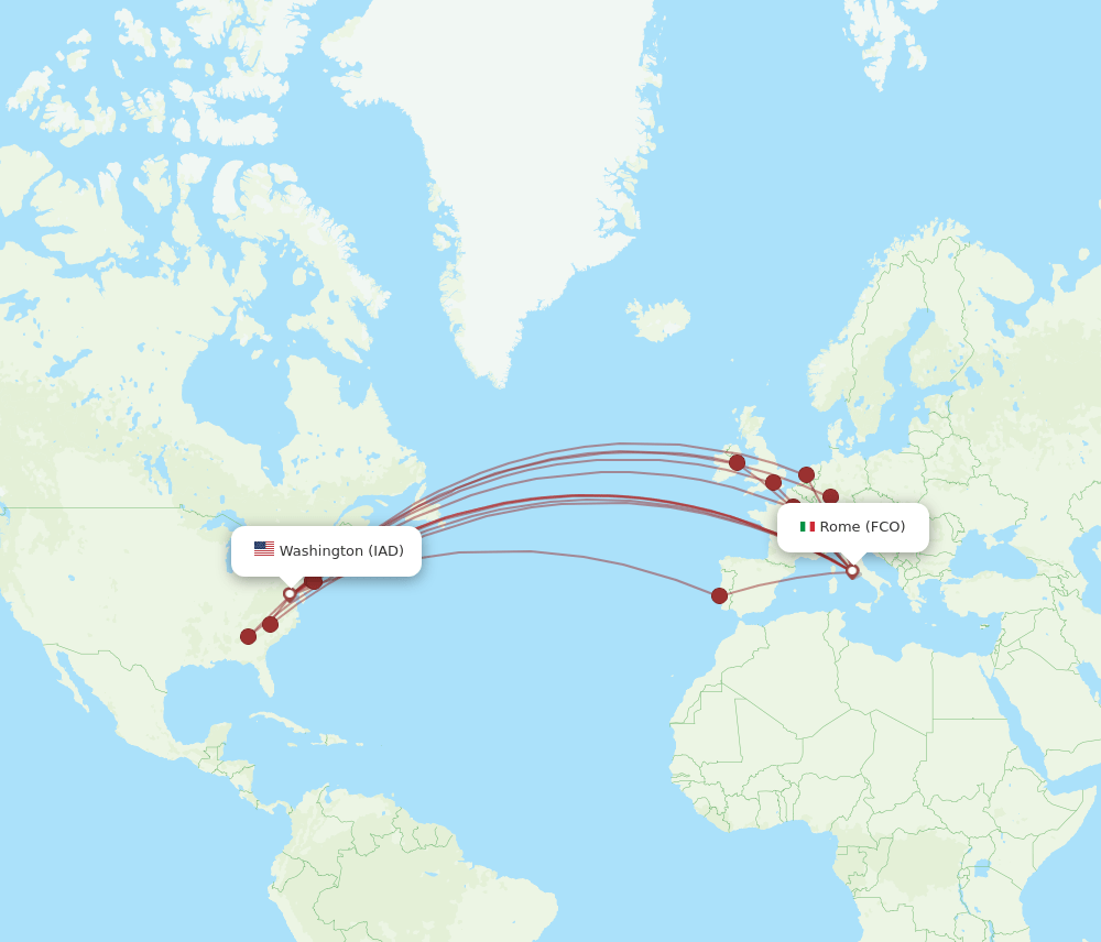 FCO-IAD flight routes
