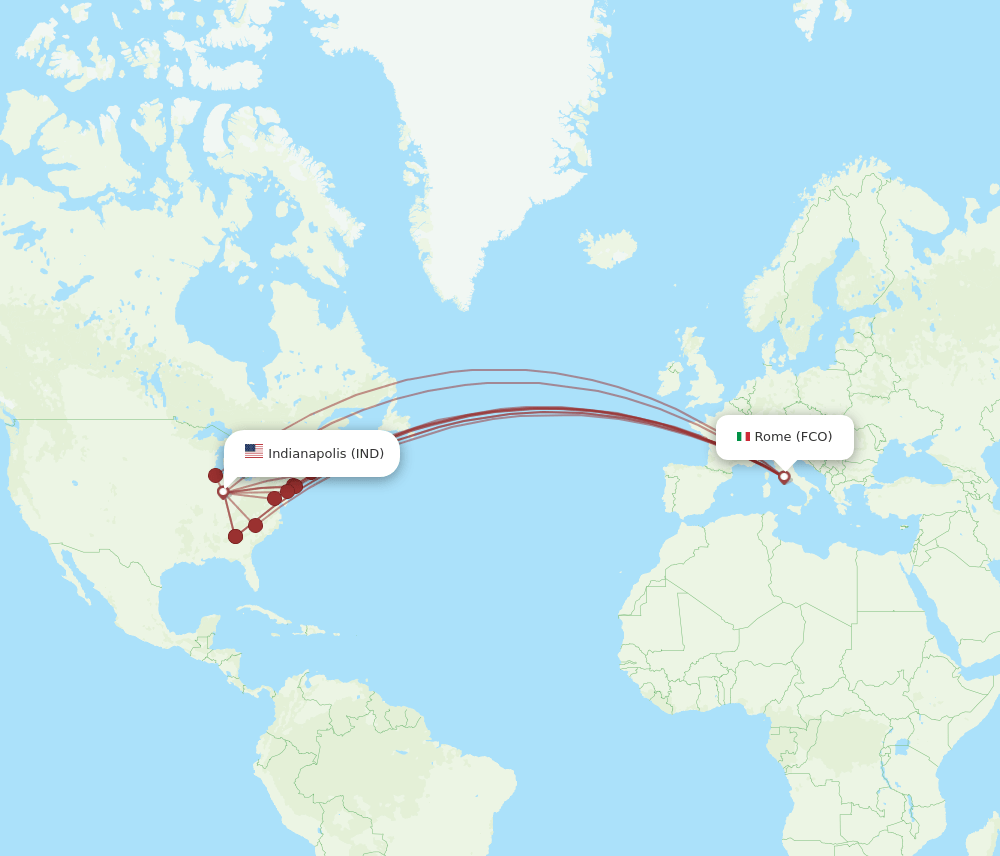 FCO-IND flight routes