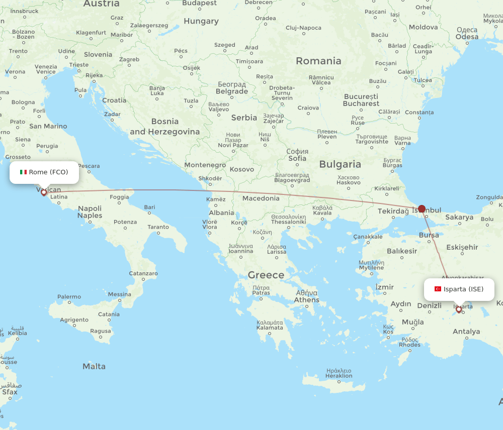 FCO-ISE flight routes