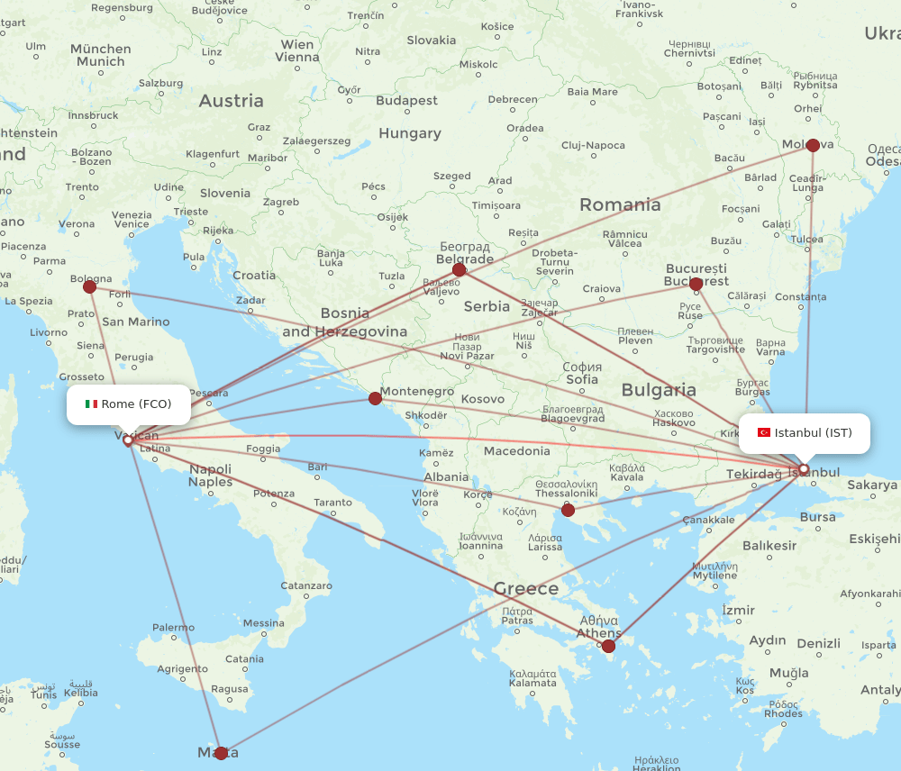 FCO-IST flight routes
