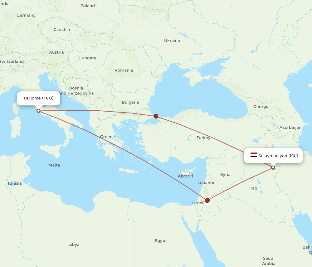 FCO-ISU flight routes
