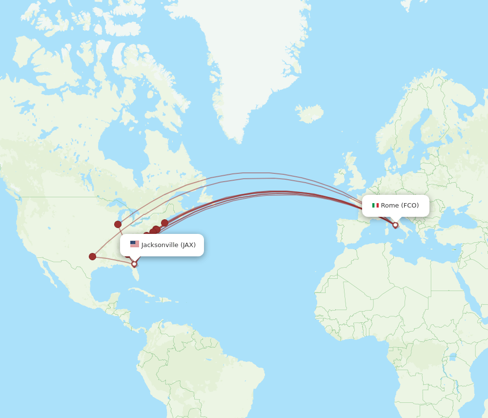 FCO-JAX flight routes