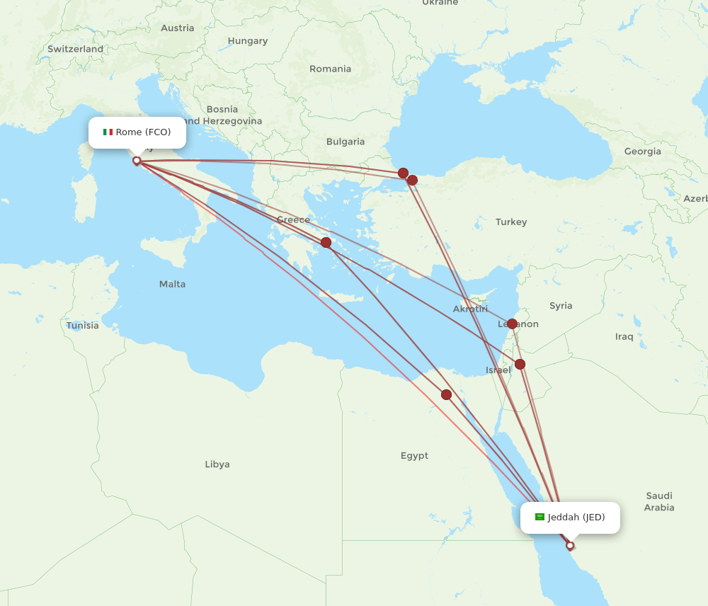 FCO-JED flight routes