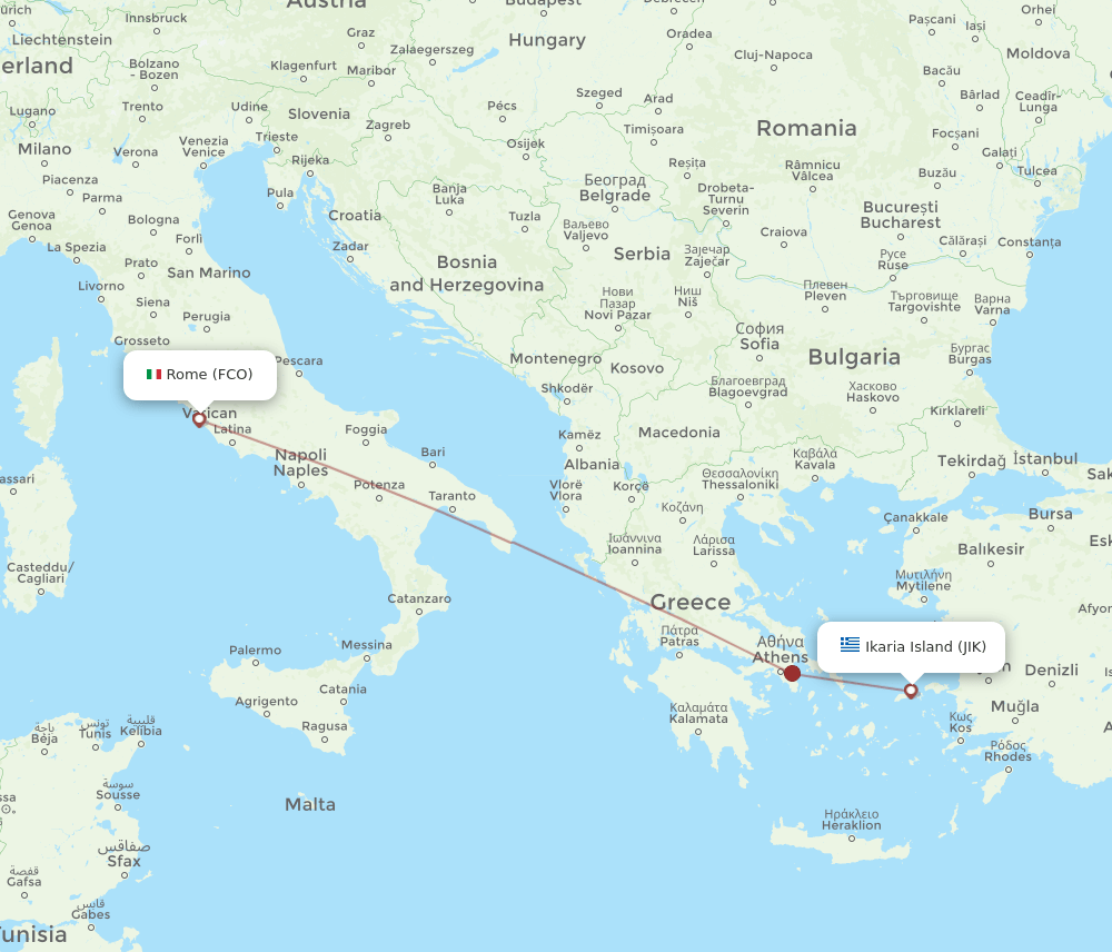 FCO-JIK flight routes