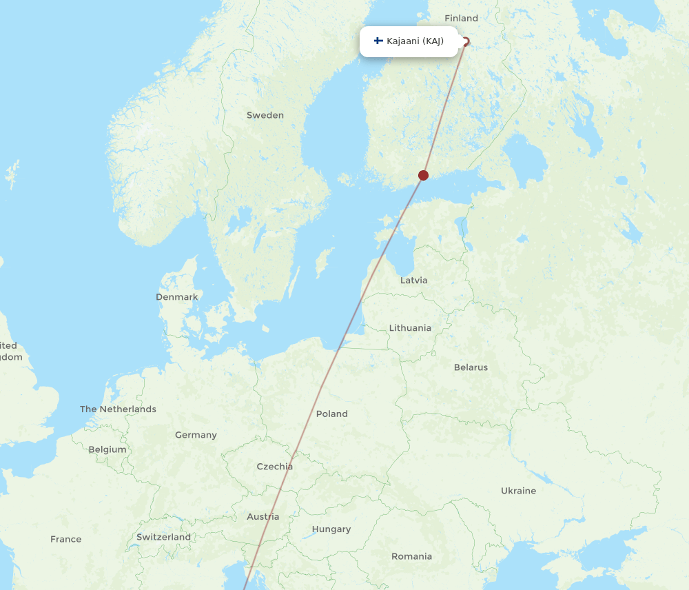 FCO-KAJ flight routes