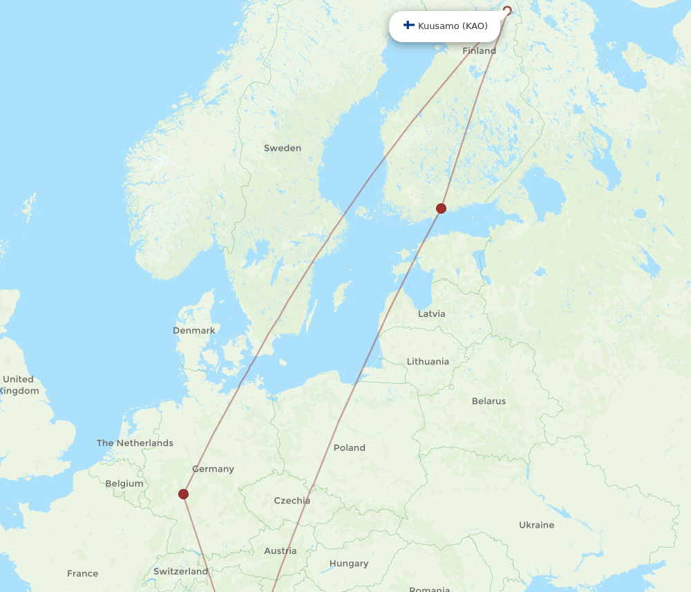 FCO-KAO flight routes