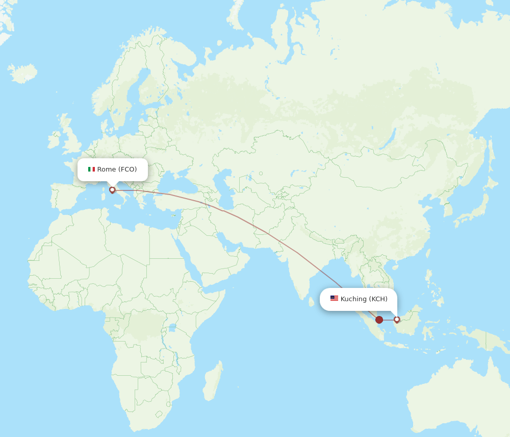 FCO-KCH flight routes