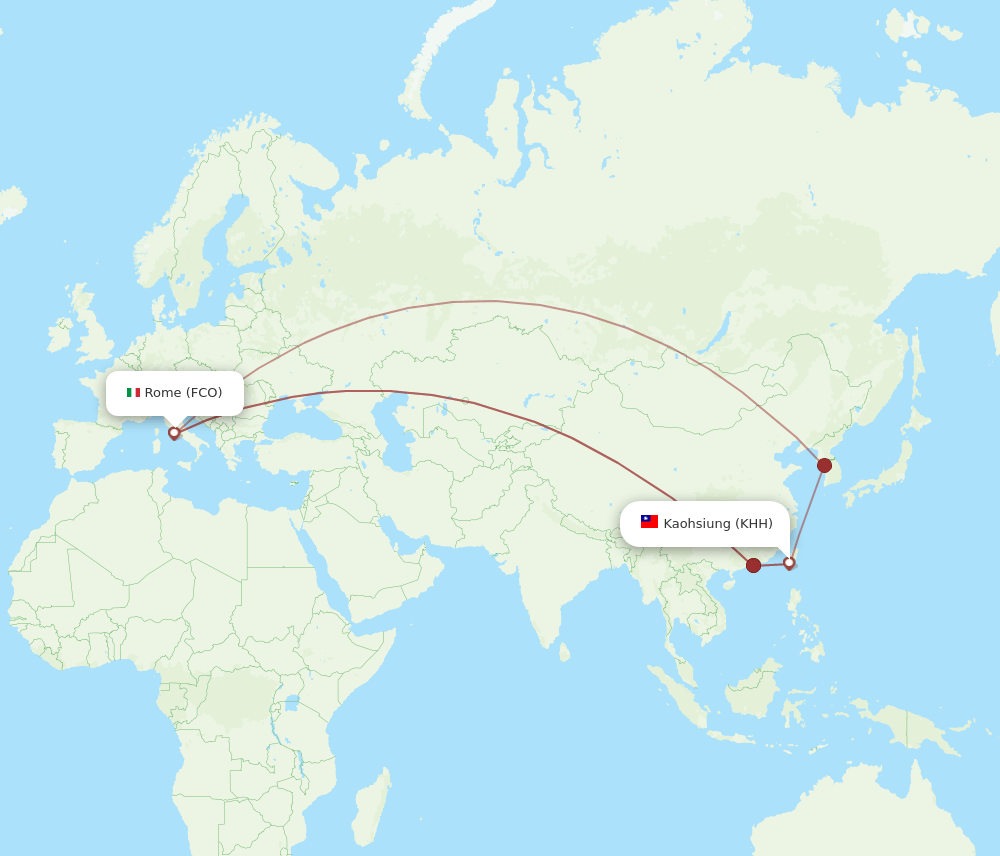 FCO-KHH flight routes