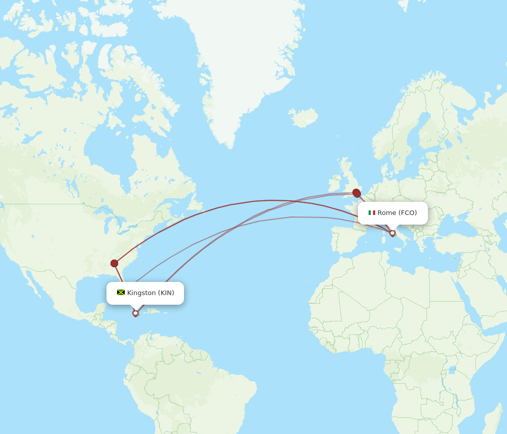 FCO-KIN flight routes