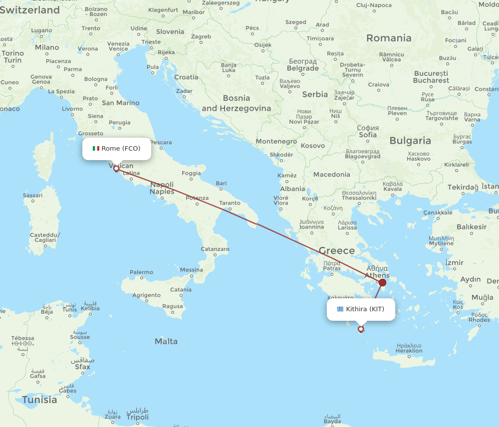 FCO to KIT flights and routes map