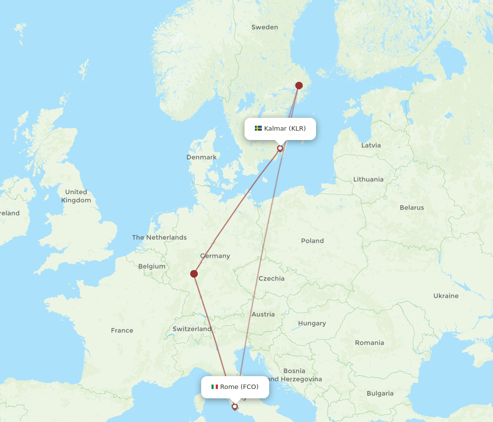 FCO-KLR flight routes