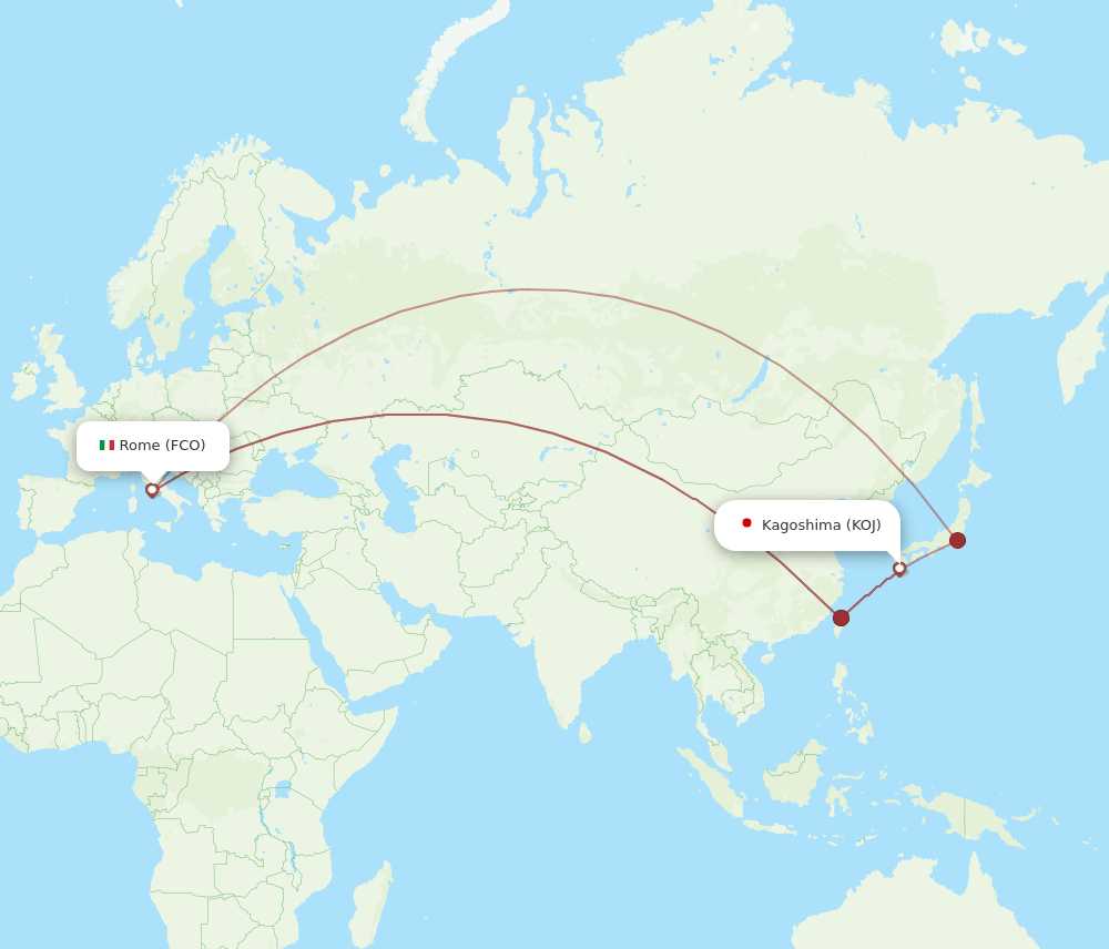 FCO-KOJ flight routes