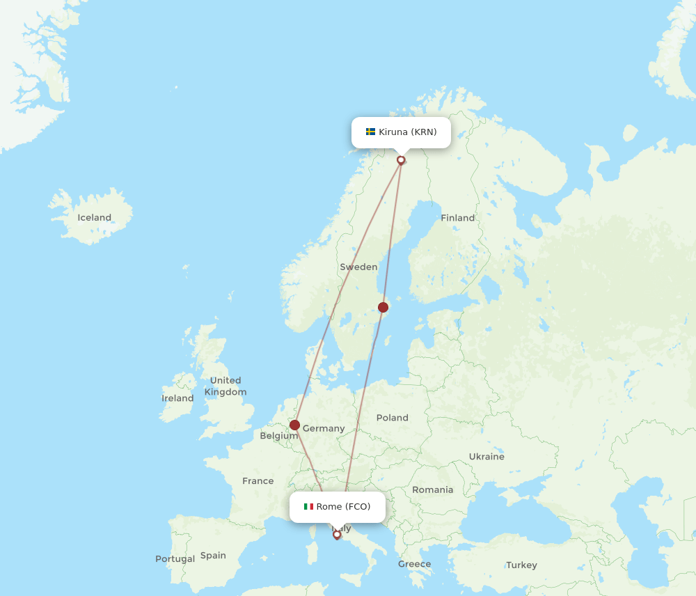 FCO-KRN flight routes