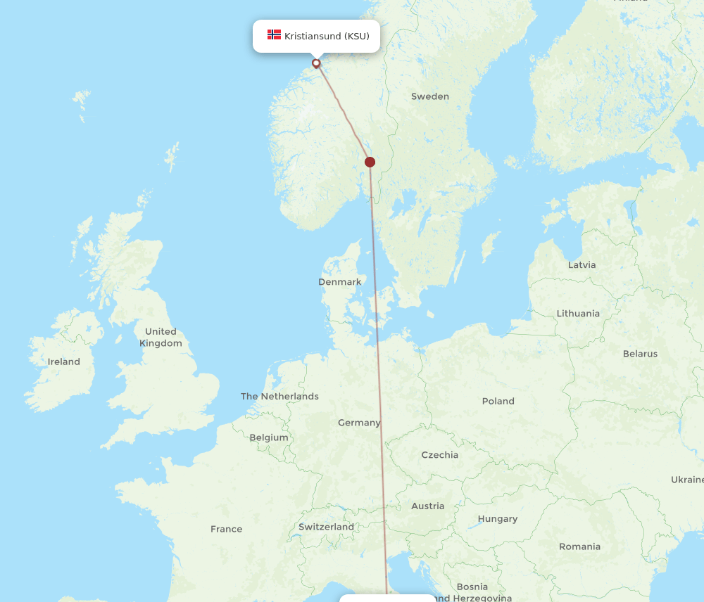 FCO-KSU flight routes