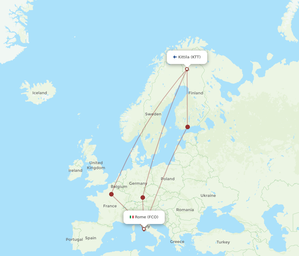 FCO-KTT flight routes