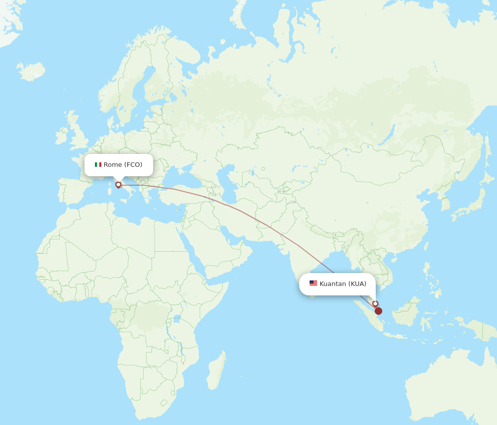 FCO to KUA flights and routes map