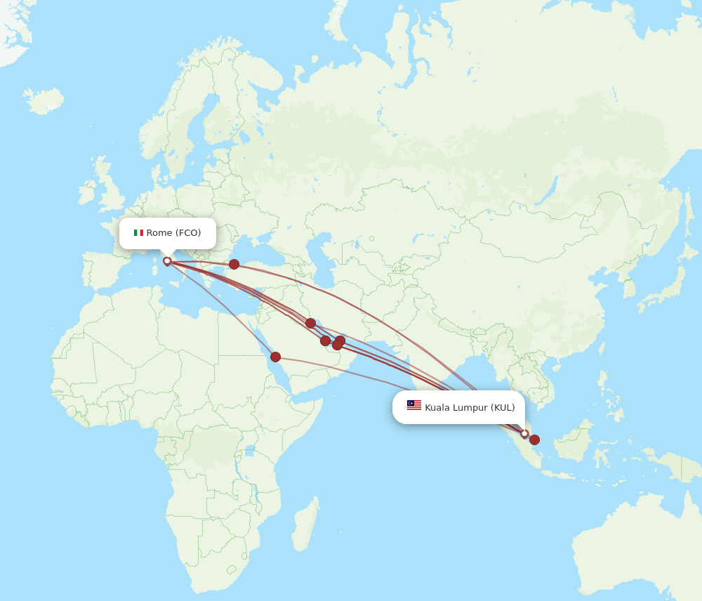 FCO-KUL flight routes