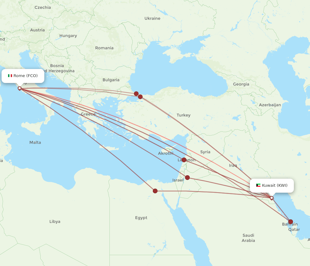 FCO-KWI flight routes