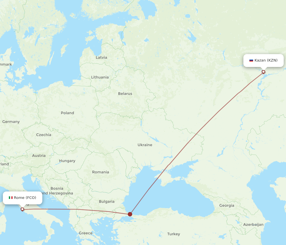 FCO-KZN flight routes
