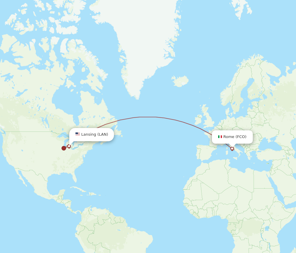 FCO-LAN flight routes