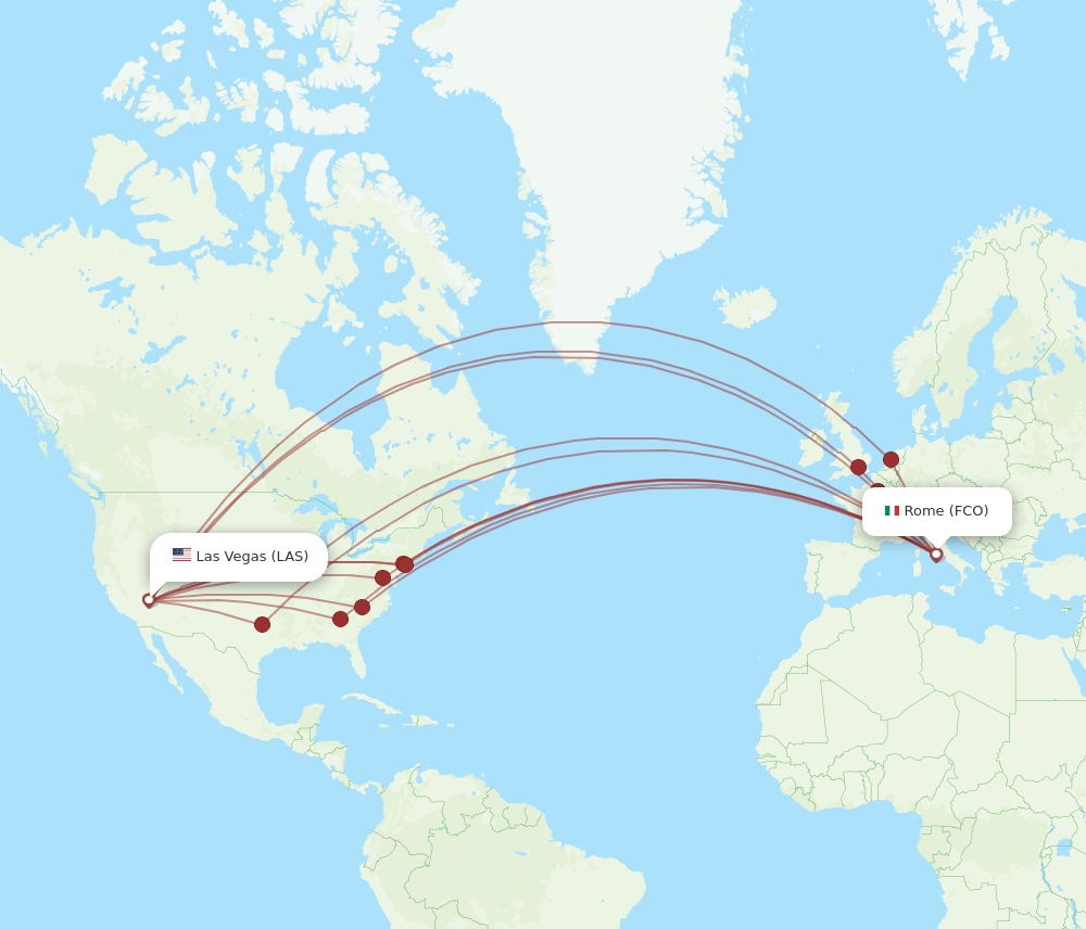 FCO-LAS flight routes